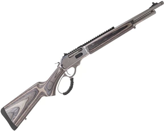 Picture of Rossi R95 Lever Action Rifle - 45-70 GOVT, 18", 5/8-24" Threaded, Stainless Barrel And Recever, Laminated Wood Stock, Drift Adjustable Front Sight, Peep Hole Sight on Picatinny Rail Rear Sight, 5rds