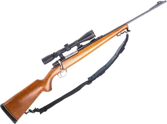 Picture of Used Husqvarna 1600 Bolt-Action Rifle, 30-06 Sprg, 21" Barrel, Blued, Wood Stock, Iron Sights, Leupold Rifleman 3-9x40 Riflescope, Finnish on Bottom Metal Scrubbed, Otherwise Good Condition