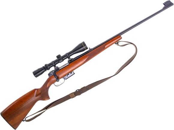 Picture of Used CZ 527 Bolt-Action Rifle, 22 Hornet, 24" Barrel, Blued, Wood Stock, Iron Sights, Double Set Trigger, Coptics 3-9x40mm Riflescope, 1 Magazine, Very Good Condition