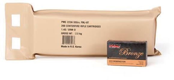 Picture of PMC Bronze Rifle Ammo - 223 Rem, 55Gr, FMJ-BT, 200 Rds, Battle Pack