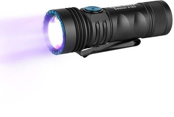 Picture of Olight Seeker 4 Mini LED Flashlight - 1200 Lumens Max Output, With UV Light, USB-C Rechargeable, Black.