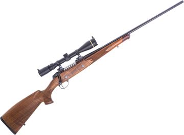 Picture of Used Sako 85 Bavarian Bolt-Action Rifle, 300WSM, 24" Barrel, Blued, Wood Stock, Leupold VX-III 3.5-10x40mm Riflescope, Push Forward Set Trigger, 1 Magazine, Original Box, Excellent Condition