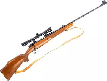 Picture of Used Mauser Mod 2000 Bolt-Action 270 Win, 24" Barrel w/Sights, Walnut Stock, Bushnell Banner 4x Scope, Leather Sling, Good Condition