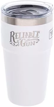 Picture of Yeti Rambler 591ml (20oz) Stackable Cup With Mag Slider Lid, White w/Reliable Gun Logo