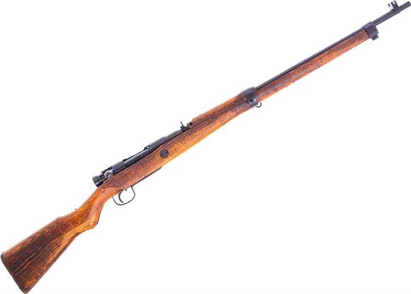 Picture of Used Arisaka Type 99 "Last Ditch" Bolt-Action Rifle, 7.7 Japanese, 26" Barrel, Full Military Wood Stock, Chrysanthemum Ground Off, Iron Sights, JM Carved In Stock, Good Condition