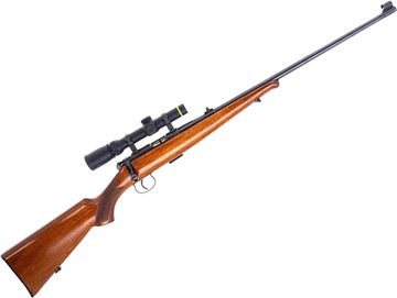 Picture of Used Brno Model 5 Bolt-Action Rifle, 22LR, 22.4" Barrel, Blued, Wood Stock, Leupold VX-3 1.5-5x20 Riflescope, 1957 Mfg, 1 Magazine, Very Good Condition