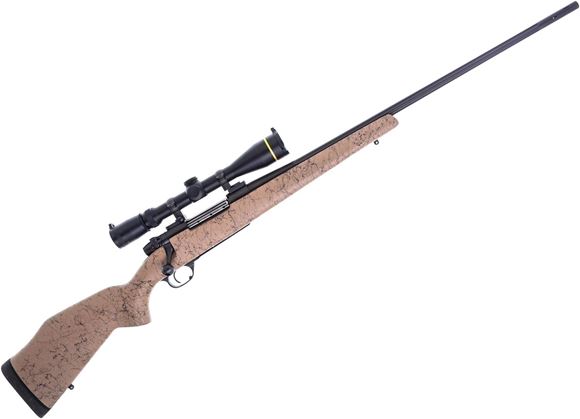 Picture of Used Weatherby Mark V Bolt-Aciton Rifle, 257 Wby Mag, 26" Fluted Barrel, Blued, Tan Synthetic Stock, Leupold VX-3 3.5-10x40mm Riflescope, Magnaport Brake, Excellent Condition