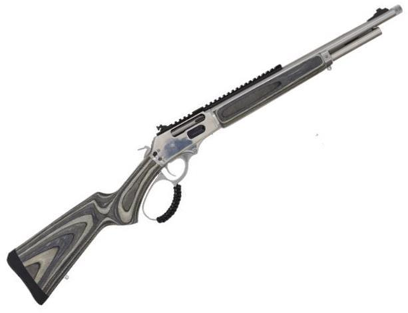 Picture of Rossi R95 Lever Action Rifle - 45-70 GOVT, 18", Stainless Steel, 5/8-24 Threaded, Bear Engraving, Laminted Wood Stock, Peep Sights And Picatinny Rail, Adjustable Buckhorn Rear Sights, 5rds