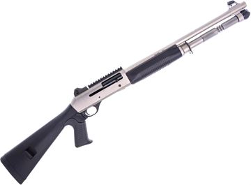 Picture of Used Benelli M4 H2O Tactical Semi-Auto Shotgun - 12Ga, 3", 18.5", Silver Cerakote Finish, Black Synthetic Pistol Grip Stock, 5rds, Ghost Ring Sights, MobilChokes (C), Very Good Condition