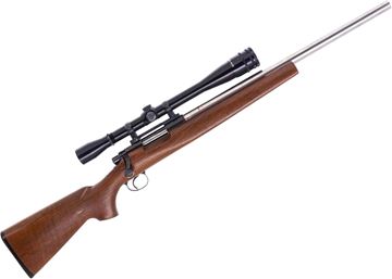 Picture of Used Remington 40-X Single Shot Rifle, 222 Rem, 20" Heavy Barrel, Wood Stock, Lyman All American Fixed 20X Riflescope, Comes With Dies & Cases, Barrel Shot out, Otherwise Good Condition