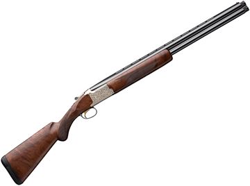 Picture of Browning Citori Feather Lightning Over/Under Shotgun - 20Ga, 3", 28", Vented Rib, Polished Blued, Engraved Silver Nitride Aluminum Alloy Receiver, Gloss Grade III/IV Black Walnut Stock, Ivory Bead Front Sight, Invector-Plus Extended (F,M,IC)