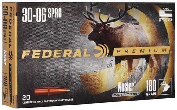 Picture of Federal Premium Vital-Shok Rifle Ammo - 30-06 Sprg, 180Gr, Nosler Partition, 20rds Box