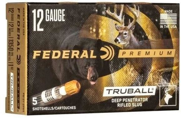 Picture of Federal Premium Vital-Shok TruBall Deep Penetrator Rifled Slug Load Shotgun Ammo - 12Ga, 2-3/4", Max Dram, 1oz, Truball Rifled Slug, 250rds Case, 1350fps