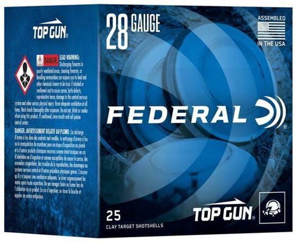 Picture of Federal Top Gun Sporting Clay Shotgun Ammo - 28ga, 2-3/4, Max DE, 3/4 oz., #7.5, 25rds Box