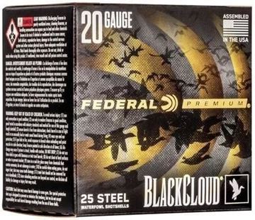 Picture of Federal Premium Black Cloud FS Steel Shotgun Ammo - 20Ga, 3", 1oz, #2, 25rds Box, 1350fps, With Flitecontrol Flex Wad