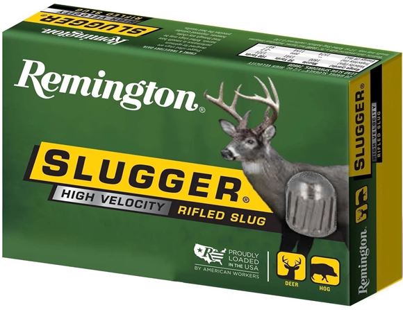 Picture of Remington Slugs, Slugger High Velocity Rifled Slugs Loads Shotgun Ammo - 12Ga, 3", MAX DE, 7/8oz, RS, 5rd Box, 1875fps