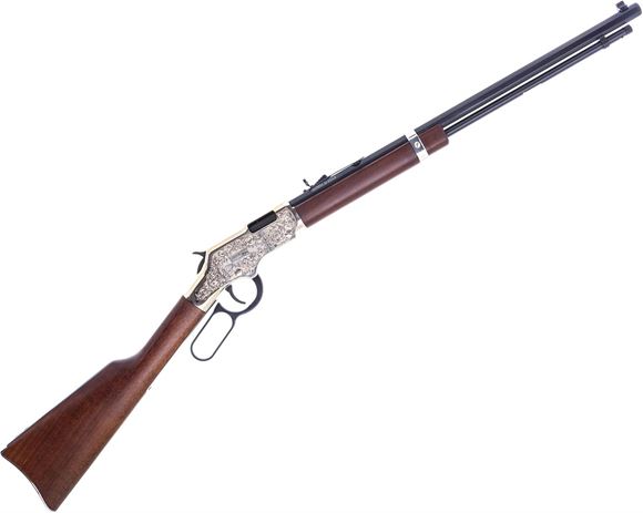 Picture of Used Henry Silver Eagle Lever-Action 22LR, 20" Octagonal Barrel, Wood Stock, Engraved Receiver, Buckhorn Sights, Original Box, Excellent Condition