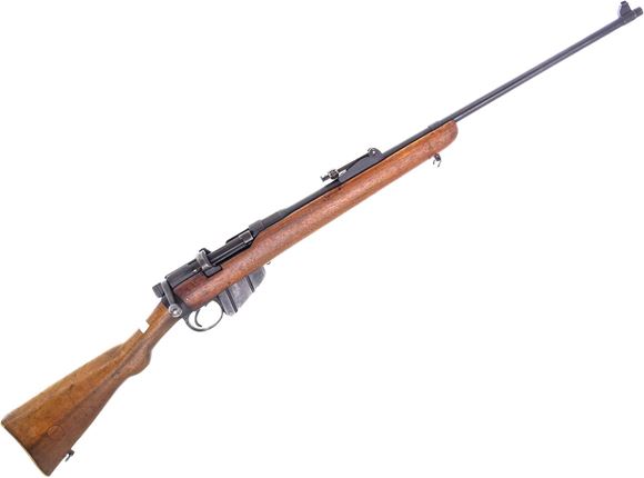 Picture of Used Sporterized Lee Enfield No1 Mk3 Bolt-Action Rifle, 303 British, 25" Barrel, Blued, Wood Stock, Original Iron Sights, 1 Magazine, Good Condition