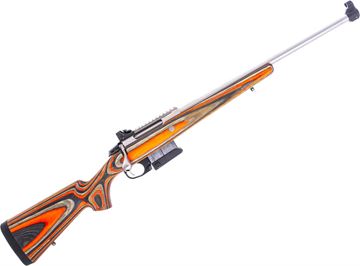 Picture of Used Tikka T3X Arctic Bolt-Action Rifle, 308 Win, 20" Barrel, Stainless, Orange Laminate Stock, Iron Sights, 1 Magazine, Excellent Condition