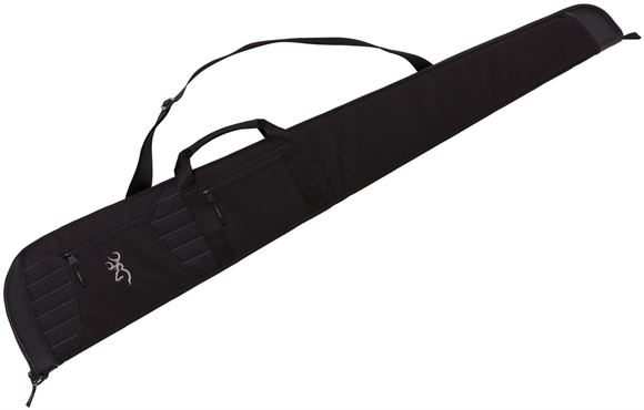 Picture of Browning Factor Shotgun Case - 52", Black With Gray Accents,  Ripstop Polyester Shell With Reinforced Muzzle Cap And Bottom, Open Cell Foam Padding With Smooth Faced Polyester Lining, Full-Length Nylon Zipper With D-Ring For Padlock, Two Zipper Side Pocke