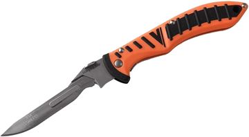 Picture of Havalon Knives, Piranta Forge Razor Knife -#60A Blades, 2-3/4", Orange ABS Polymer Handle w/ Non-Slip Rubber Grip, Removable Holster Clip, Nylon Holster, Fits All Piranta Blades