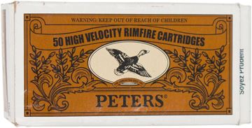 Picture of Peters High Velocity Rimfire Cartridges, 22LR, 40Gr Lead Round Nose, 1255 FPS, 50rd Box