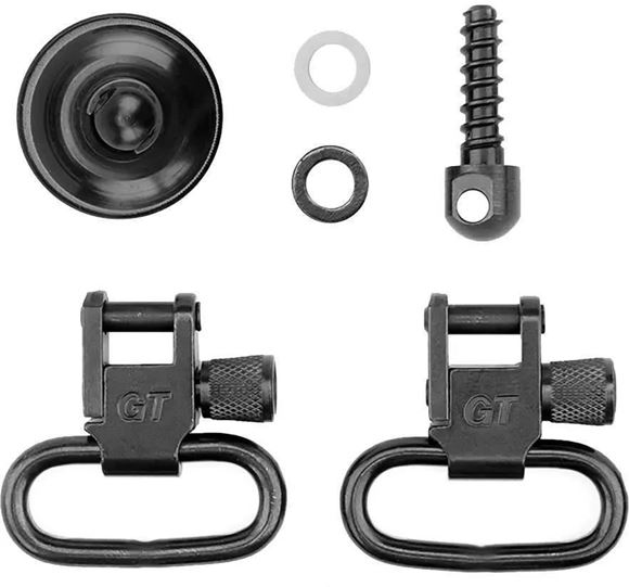 Picture of GrovTec GT Magazine Cap Swivels Set - Magazine Cap & Swivel, For 870, 12Ga, 3/4" Wood Screw Swivel Stud Rear & 1 Pair GT Locking Swivels, 1" Loops, Black-Oxide Finish