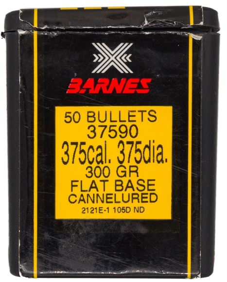 Picture of Barnes X Hunting Rifle Bullets - 375 Caliber (.375"), 300 Gr, X Bullet w/Cannelure, FB, 50ct Box