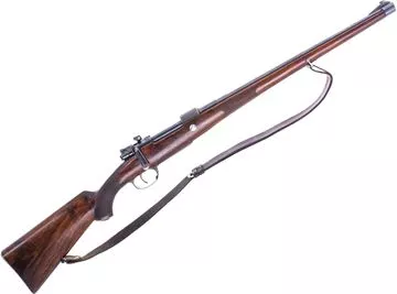 Picture of Used Commercial Mauser Carbine Type-M Bolt Action Rifle, 30-06 Sprg (Stamped US 1906), 20" Barrel, Full Stock, Rare Factory Fitted Rear Aperture, Butterknife Bolt Handle, Trap Door Butt Plate, Very Good Condition