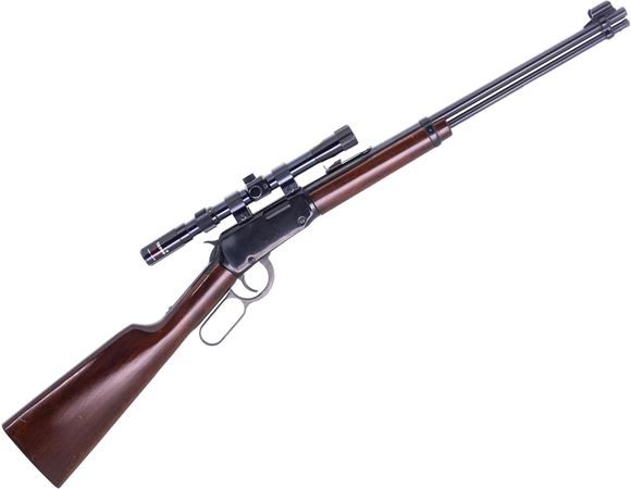 Picture of Used Erma-Werke EG712 Lever-Action Rifle, 22LR, 18.5" Barrel, Blued, Wood Stock, Tasco 3-7x20 Riflescope, Very Good Condition