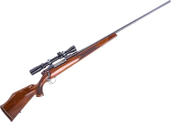 Picture of Used Weatherby Mark V Deluxe Bolt-Action Rifle, 7mm Wby Mag, 26" Barrel, Blued, Wood Stock, Burris Signature 2-8x33 Riflescope, Do Guns Barrel, Comes with Original Barrel As Well, Good Condition