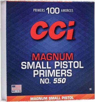 Picture of CCI Primers, Magnum Pistol Primers - No. 550, Magnum Small Pistol Primers, 100ct Pack