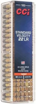 Picture of CCI 0032 Standard Velocity Rimfire Ammo 22 LR, LRN, 40 Grains, 1070 fps, 100 Rounds, Boxed