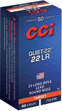 Picture of CCI 0960 Quiet-22 Rimfire Ammo 22 LR, LRN, 40 Grains, 710 fps, 50 Rounds, Boxed