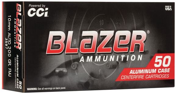 Picture of CCI 3597 Blazer Centerfire Pistol Ammo 10mm Auto 200Gr 50Rnd TMJ Blazer