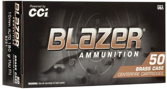 Picture of CCI 5221 Blazer Brass Centerfire Pistol Ammo 10MM 180gr 50Rnd FMJ FN