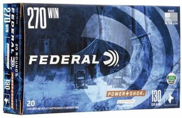 Picture of Federal 270130LFA Power-Shok Rifle Ammo 270 Win 130Gr Copper Power-Shok, 20/box