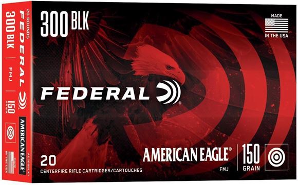 Picture of Federal AE300BLK1 American Eagle Rifle Ammo, 300 Blackout 150Gr FMJ-BT, 20/box