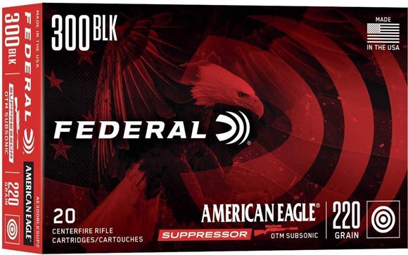 Picture of Federal American Eagle Rifle Ammo - 300 AAC Blackout, 220Gr, OTM Subsonic, 20rds Box, 1000fps