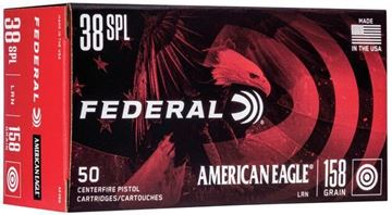 Picture of Federal AE38B American Eagle Pistol Ammo 38 Spec 158Gr 50Rnd Lead RN