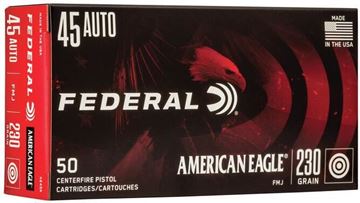 Picture of Federal AE45A American Eagle Pistol Ammo 45 ACP 230Gr 50Rnd FMJ