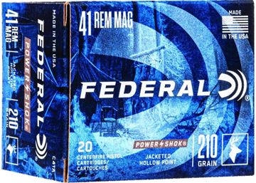 Picture of Federal C41A Power-Shok Pistol Ammo 41 REM, JHP, 210 Gr, 1230 fps, 20 Rnd, Boxed