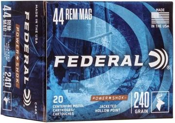 Picture of Federal C44A Power-Shok Pistol Ammo 44 REM, JHP, 240 Gr, 1230 fps, 20 Rnd, Boxed