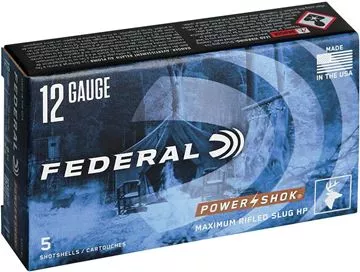 Picture of Federal Power-Shok Shotgun Ammo - 12Ga, 2-3/4", Max DE, 1oz, Rifled Slug HP, 5rds Box