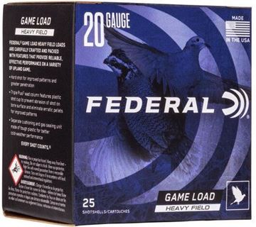 Picture of Federal Game-Shok Upland Heavy Field Load Shotgun Ammo - 20Ga, 2-3/4", 2-1/2DE, 1oz, #6, 25rds Box, 1165fps