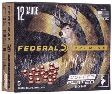 Picture of Federal P135F 00 Premium Vital-Shok Buckshot 12 GA, 3-1/2 in, 00B, 18 Pellets, 1100 fps, 5 Rounds, Boxed