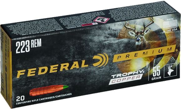 Picture of Federal Premium Trophy Copper Rifle Ammo - 223 Rem, 55gr, Lead-Free, 20rds Box