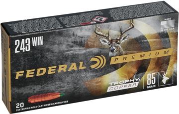 Picture of Federal Premium Vital-Shok Rifle Ammo - 243 Win, 85Gr, Trophy Copper, 20rds Box