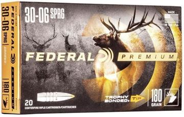 Picture of Federal P3006TT1 Premium Vital-Shok Rifle Ammo 30-06 SPR, Trophy Bonded Tip, 180 Grains, 2700 fps, 20, Boxed