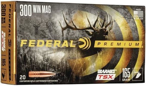 Picture of Federal P300WR Premium Barnes TSX Rifle Ammo, 300 Win Mag, 165 Grain 20 Rounds Per Box